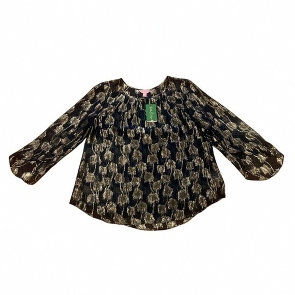 Lilly Pulitzer Black and Silver Kids Blouse